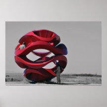 Red Abstract Sphere Poster