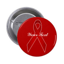 Red AIDS Awareness Ribbon Pinback Buttons