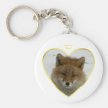 Red Aleutian Fox Framed with a Heart Key Chain