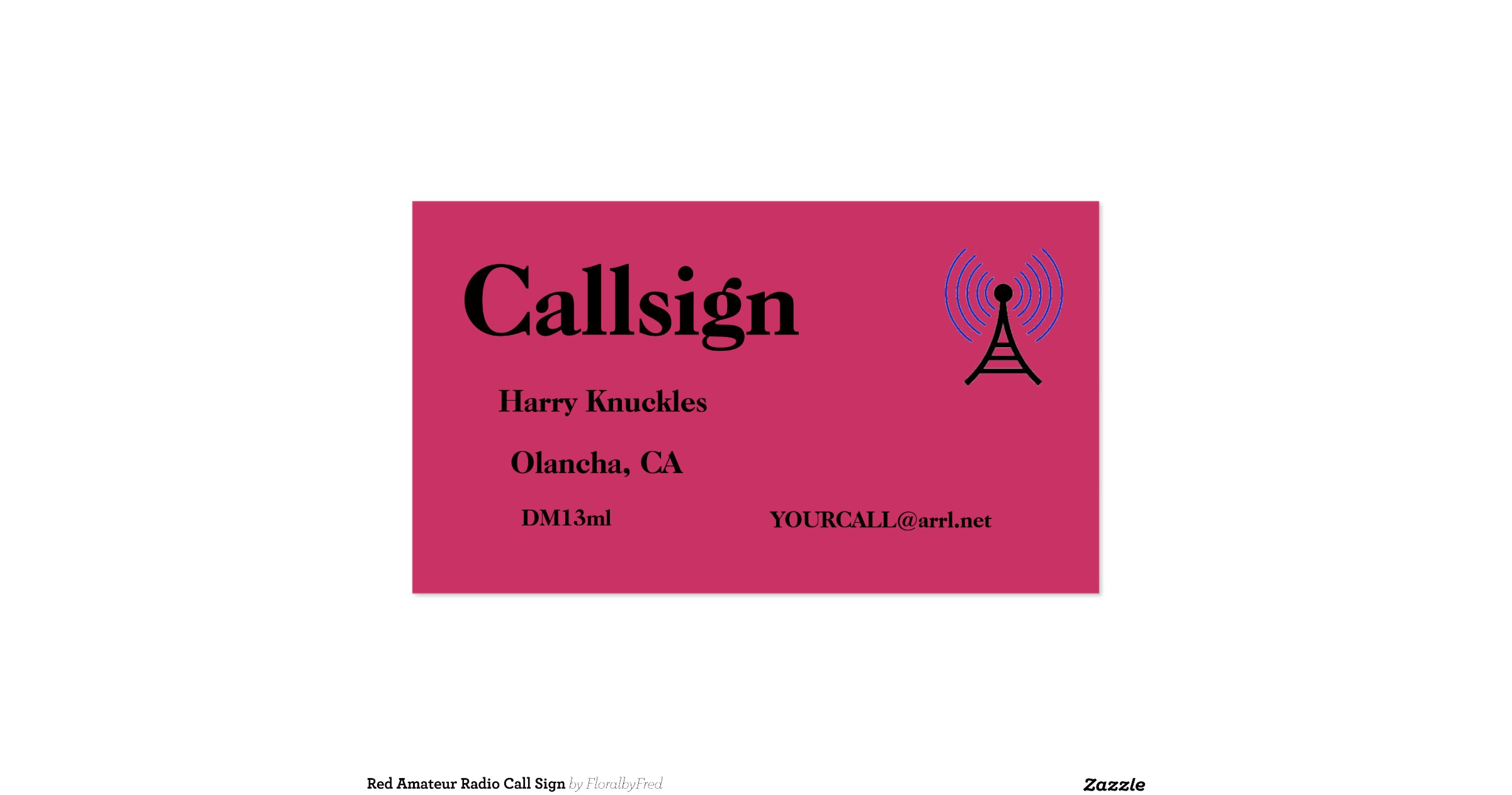 Red Amateur Radio Call Sign Pack Of Standard Business Cards Zazzle