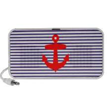 Red Anchor and Navy Blue Sailor Stripes Mp3 Speakers