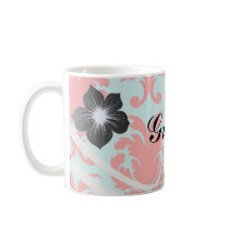 red and aqua lovely formal damask coffee mugs