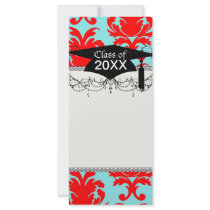 red and aqua lovely formal damask full colour rack card