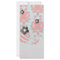red and aqua lovely formal damask rack card