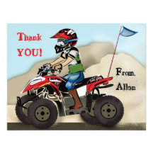 Red and Black ATV Kid Note Card Custom Invitation