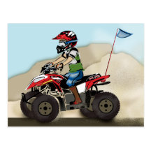 Red and Black ATV Kid Post Cards