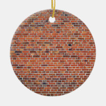 Red And Black Brick Wall With White Mortar Christmas Tree Ornament