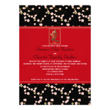 Red and Black Cherry Blossoms Wedding Invitation