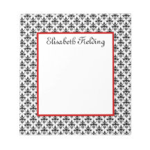 Red and Black Damask Elegant Notepad
