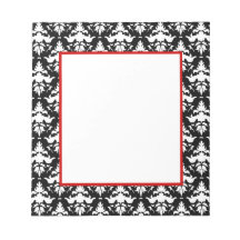 Red and Black Damask Elegant Notepad