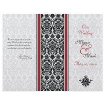 Red and Black Damask Wedding Program