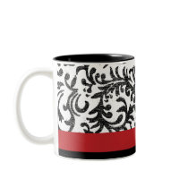 Red and Black Floral Pattern Mug