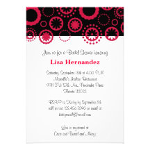 Red and Black Flowers and Circles Personalised Invites