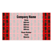Red and Black Goth Cat Pattern Business Card Templates
