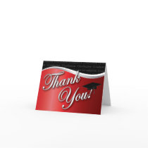 Red and Black Graduation Thank You