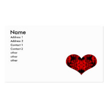 red and black heart business cards