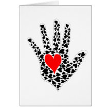 Red and black hearts hand outline cards
