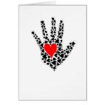 Red and black hearts hand outline cards