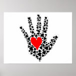 Red and black hearts hand outline poster