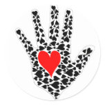 Red and black hearts hand outline stickers