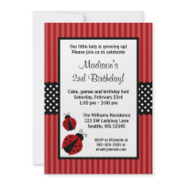 Red and Black Ladybug Striped Dots Birthday Party