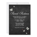 Red and Black Masquerade Sweet Sixteen Birthday invitations