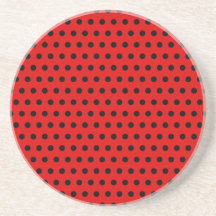 Red and Black Polka Dot Pattern. Spotty. Coasters