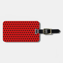 Red and Black Polka Dot Pattern. Spotty. Tag For Luggage