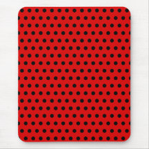Red and Black Polka Dot Pattern. Spotty. Mouse Pads