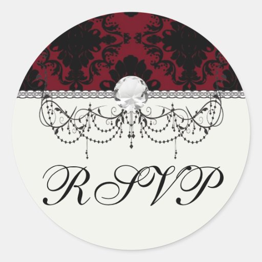 red and black romance diamond damask stickers