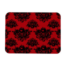 red and black romantic damask flexible magnet