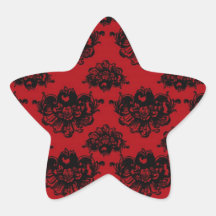 red and black romantic damask sticker
