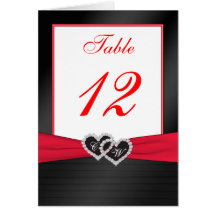 Red and Black Satin Pleats Table Number Card