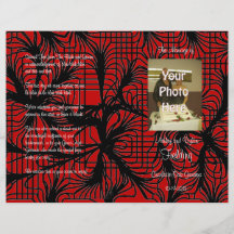 Red and Black Spiderweb Photo Wedding Program Flyers