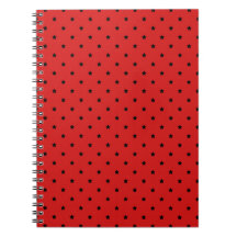Red and Black Stars Pattern. Spiral Note Books