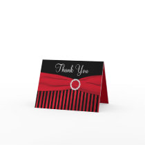 Red and Black Striped Thank You Note Card