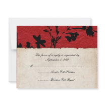 Red and Black Torn Paper Wedding RSVP Personalized Invitation