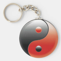 Red and black Yin Yang symbol Keychain