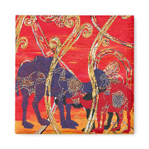 Red and Blue Camels Magnet