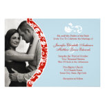 Red and Blue Damask Photo Wedding Invitation