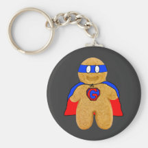 red and blue gingerbread man super hero key-chain key chain
