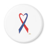 Red And Blue Heart Shaped Awareness Ribbon magnets