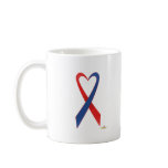 Red And Blue Heart Shaped Awareness Ribbon Mug
