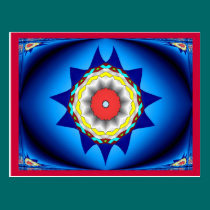 Red and Blue kaleidoscope Postcard postcards