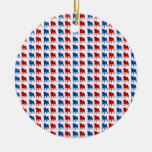 Red and Blue Pugs Christmas Tree Ornaments