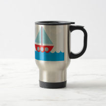 Red and Blue Sailboat on the Sea Mug