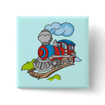 Red and Blue Train Tshirts and Gifts Pin