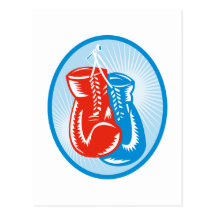 red and boxing gloves post card