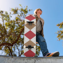 Red and Brown Argyle Preppy Skateboard