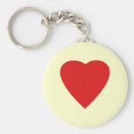 Red and Cream Love Heart Design. Key Chain
